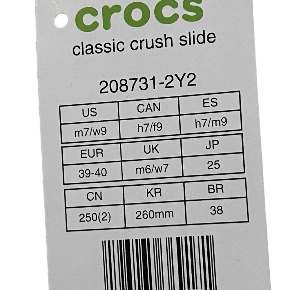 NWT CROCS Classic Crush Slide Sandals Size W9/M7 - Picture 8 of 8